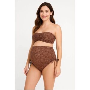 NWT A Pea In The Pod Cheetah Maternity Convertible Two Piece Swimsuit